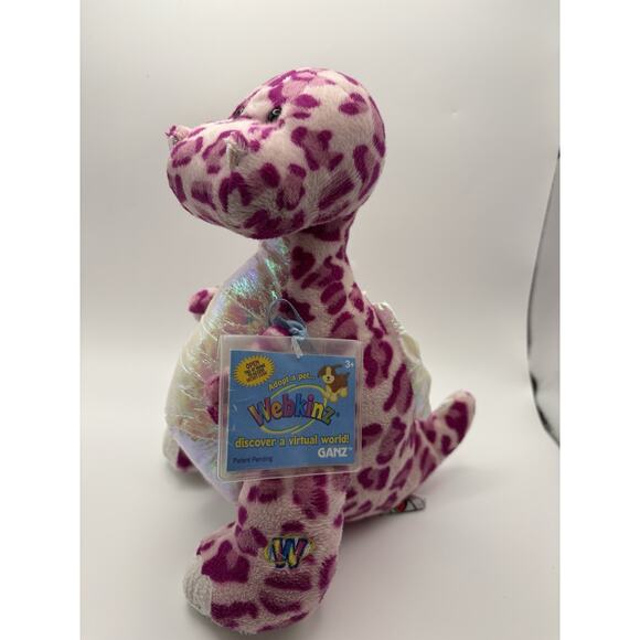 Webkinz by Ganz Pink Spotty Dinosaur Plush Toy with Tag and Sealed Code HM339 - Picture 1 of 4